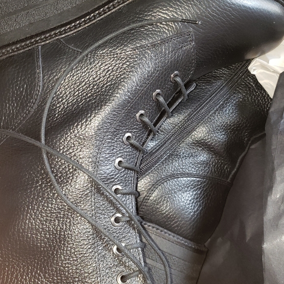 Leather Laced Combat Boot SIZE 9 black - Picture 2 of 10